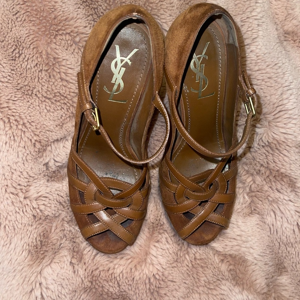 YSL Tribute brown suede heels - Picture 7 of 10